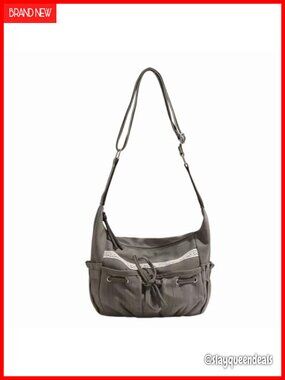 Canvas Bow Crossbody Purse Lace Trim Convertible Messenger Bag